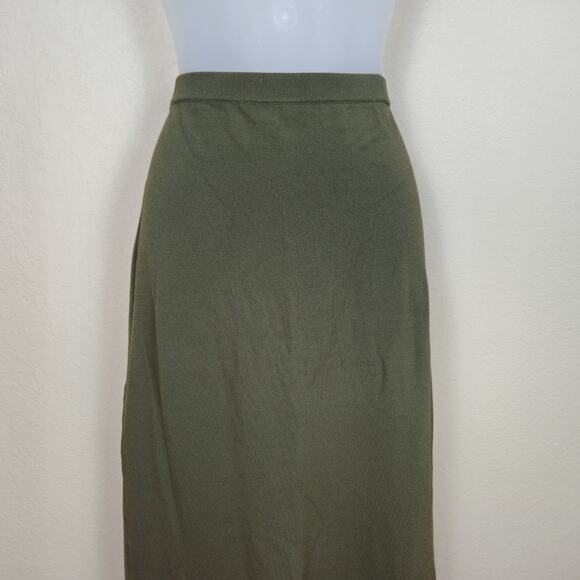 DISSH Carrie Maxi Skirt Olive Green Army Ribbed Stretch Knit Slit AUS XXL, US L - Picture 10 of 10